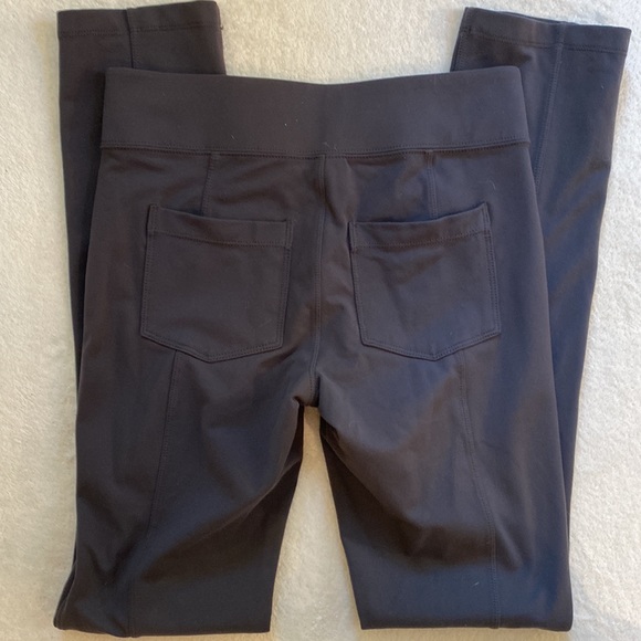 Athleta dark gray wide waistband pull on knit performance pants Sz XS EUC - Picture 2 of 7